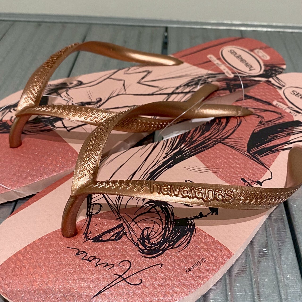 Havaianas 哈瓦仕 拖鞋 迪士尼 美人魚 玫瑰金 Slim Princesas 4135045-2022W