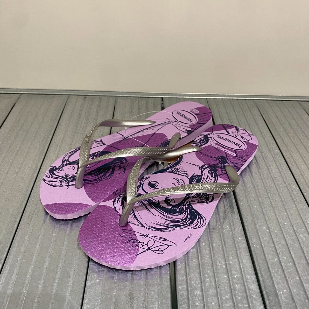havaianas 哈瓦仕 拖鞋女鞋夾腳拖迪士尼美人魚Slim Princesas 紫銀 4135045-0397W