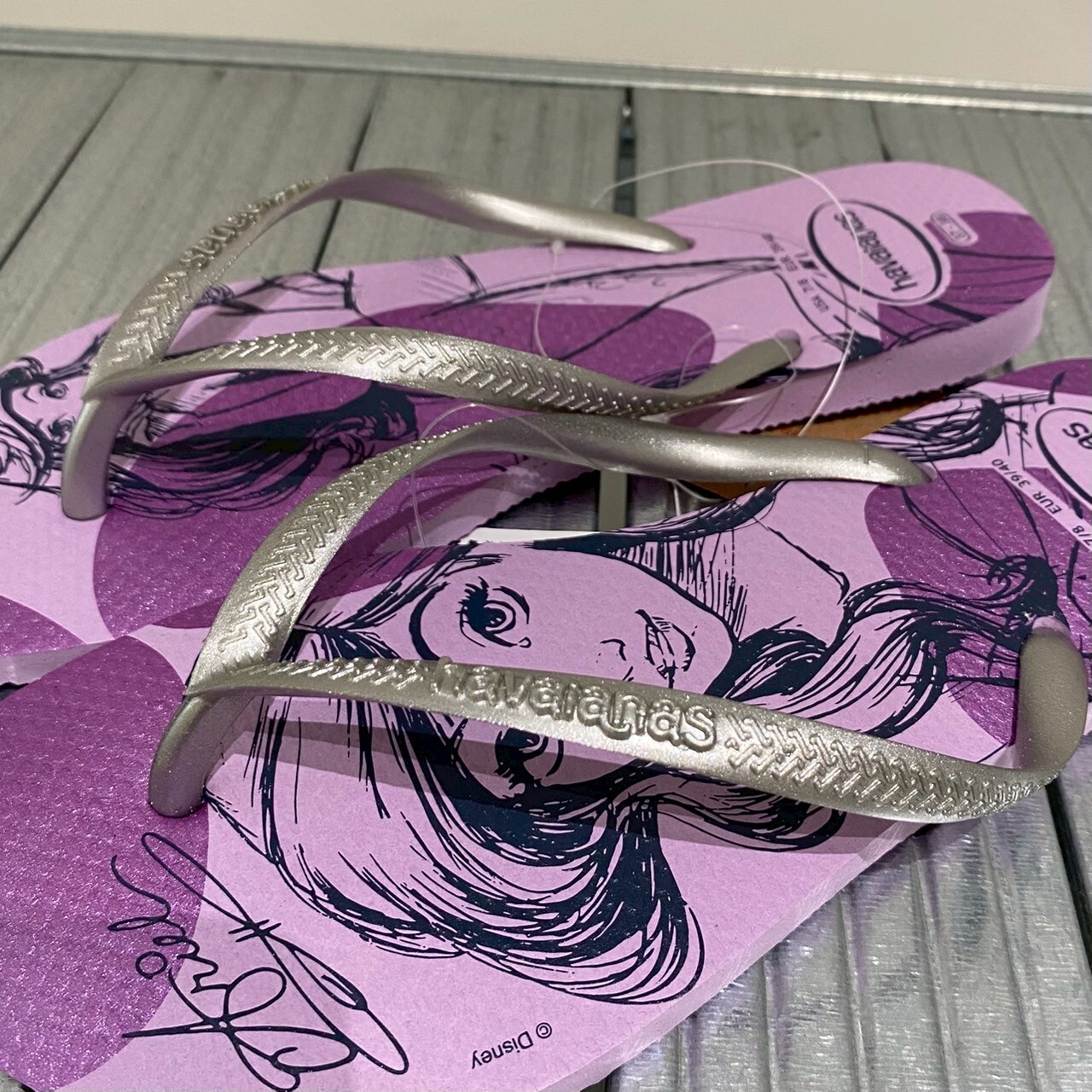 havaianas 哈瓦仕 拖鞋女鞋夾腳拖迪士尼美人魚Slim Princesas 紫銀 4135045-0397W