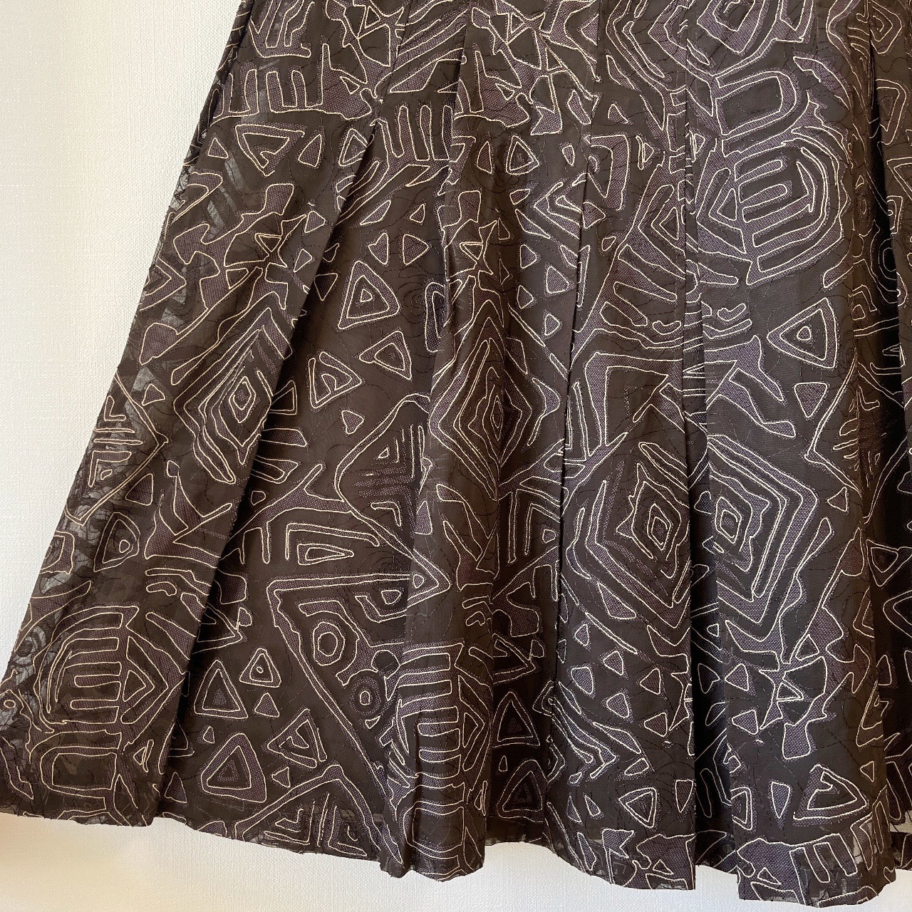 日本製啡色幾何圖案古著半身裙