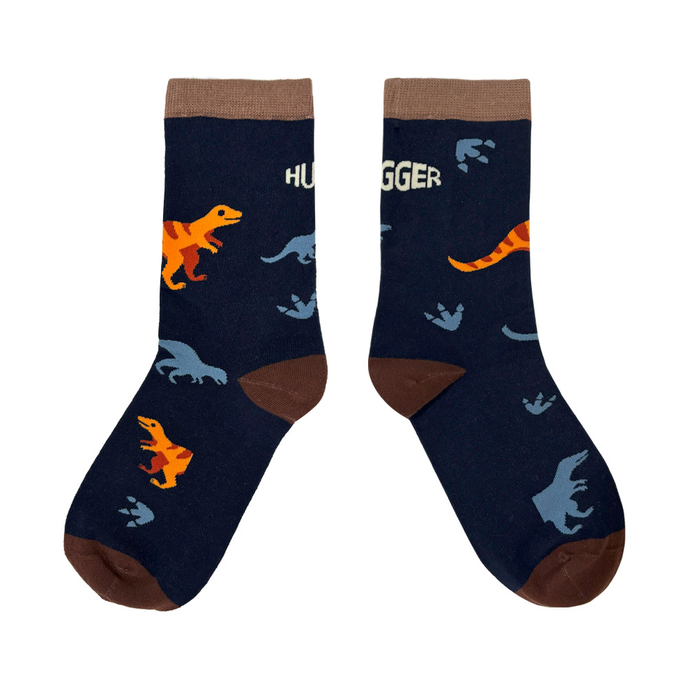 舒適中筒成人襪-快樂恐龍