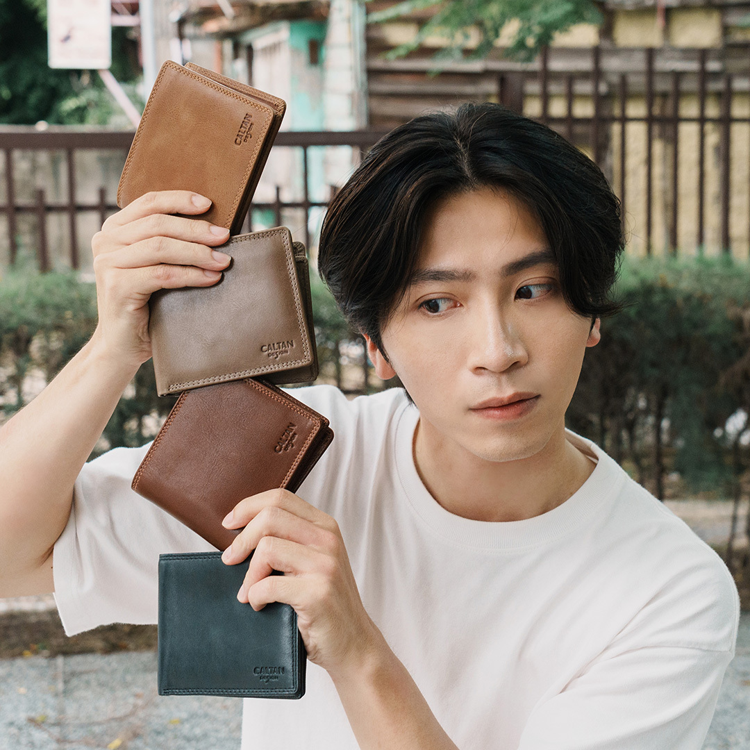 【招財母錢包💰】真皮多折男仕短皮夾-五色(072733)