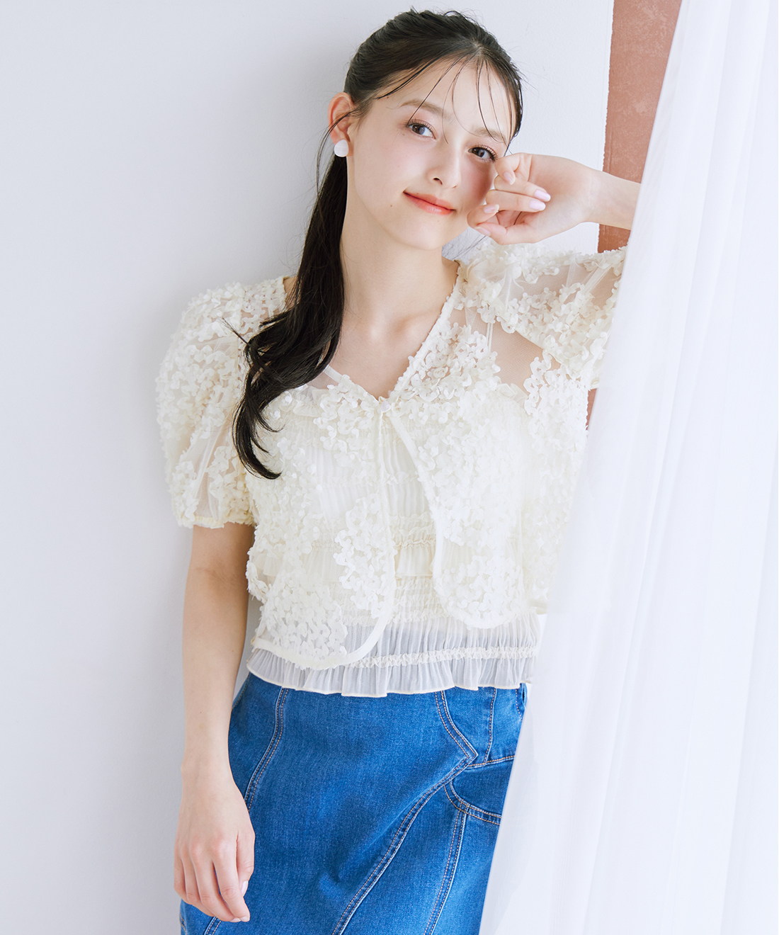 [預購] LILLIAN CARAT 3D 薄紗開襟衫