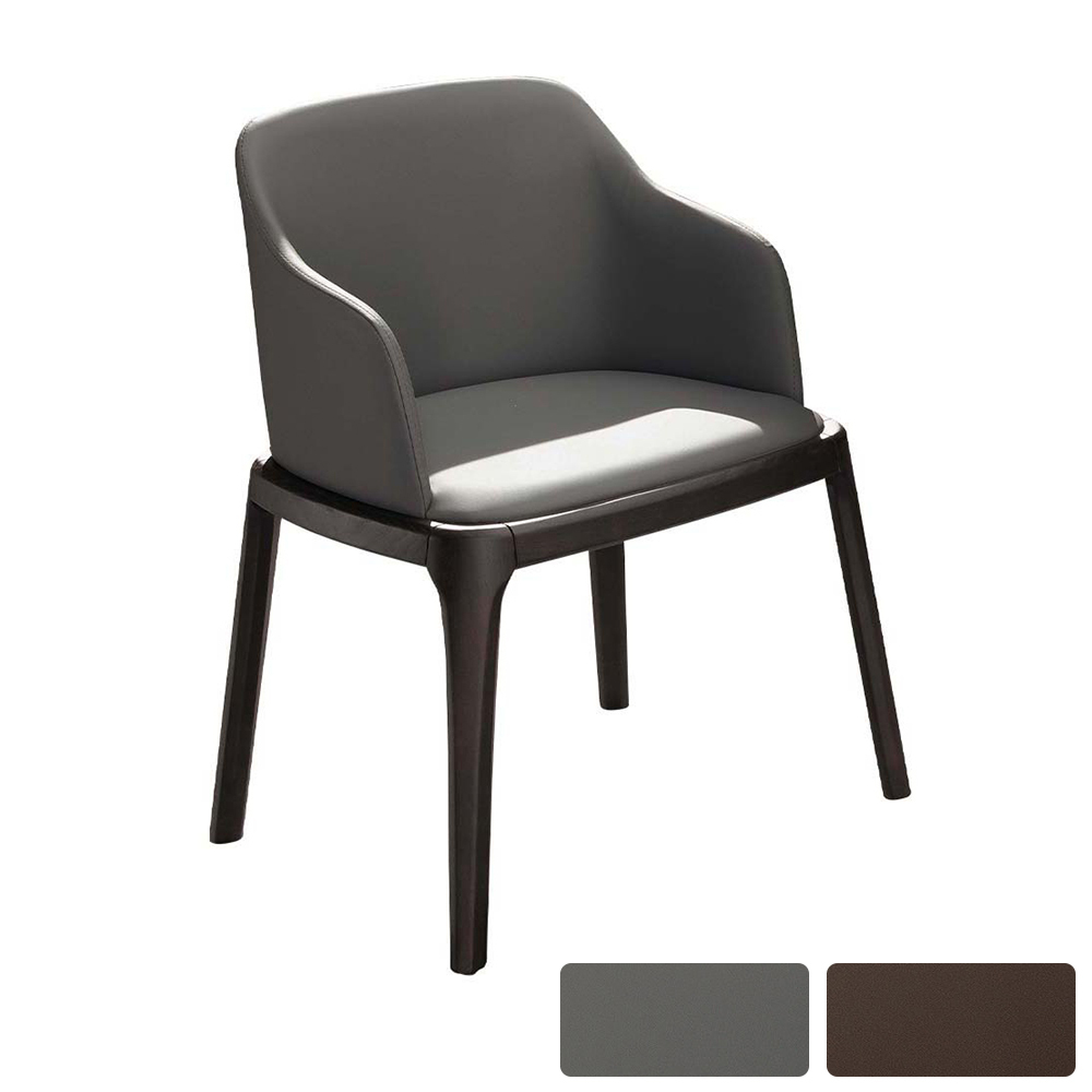 塔奇工業風皮革扶手實木餐椅/單椅/休閒椅/洽談椅/商務椅(兩色可選)