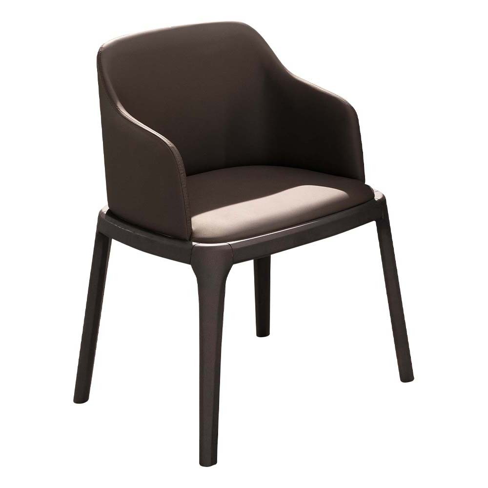 塔奇工業風皮革扶手實木餐椅/單椅/休閒椅/洽談椅/商務椅(兩色可選)