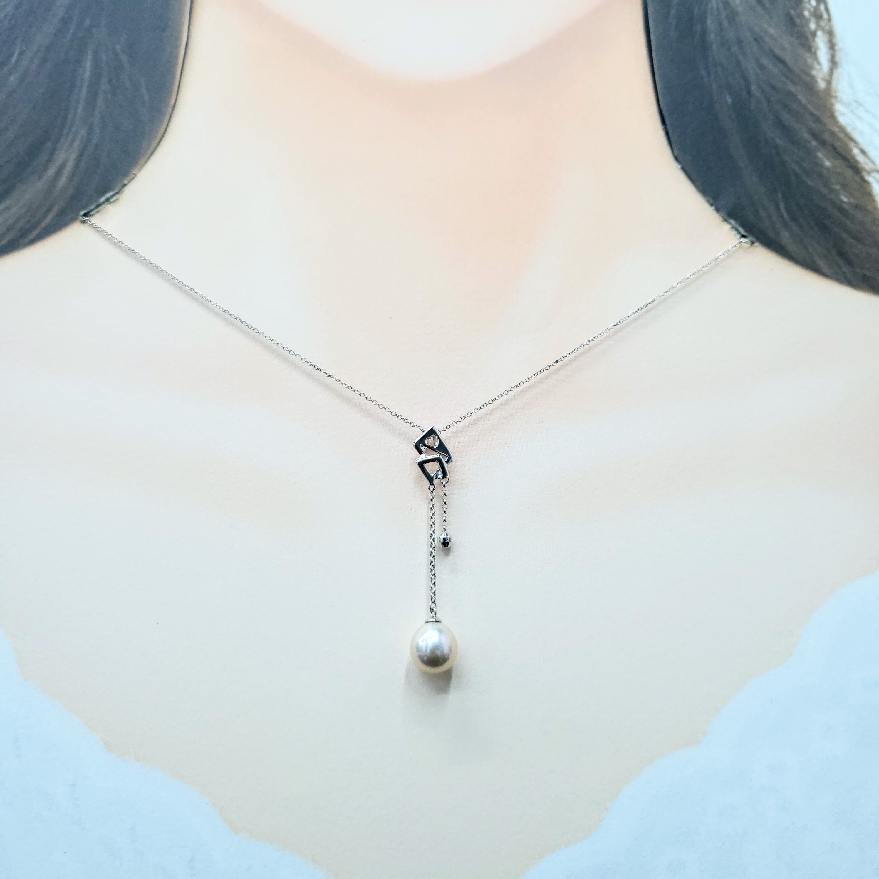 18K White Gold Peral Pendant