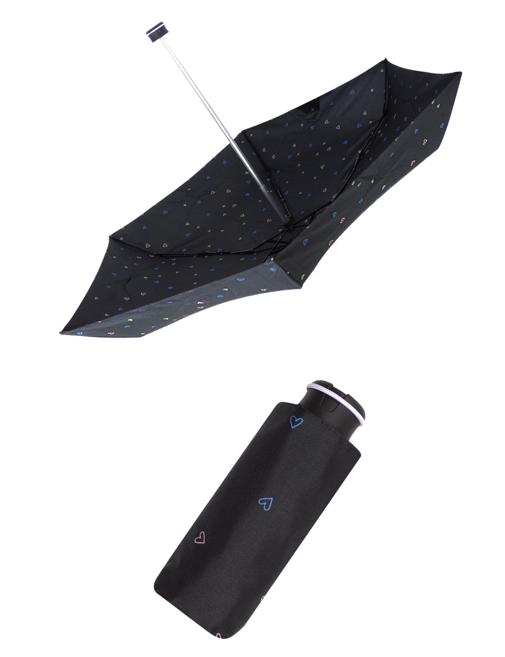 HUS漾黑甜心抗UV手開迷你口袋傘
