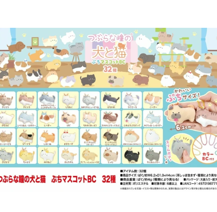 日本つぶらな瞳の犬と猫BB公仔(小) (非日本製)