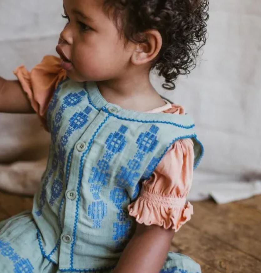 MABLI  褶皺刺繡背心 Folk Vest -Laurel