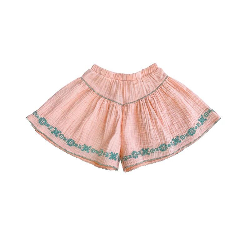 MABLI  褶皺刺繡短褲 Folk Shorts - Peachy