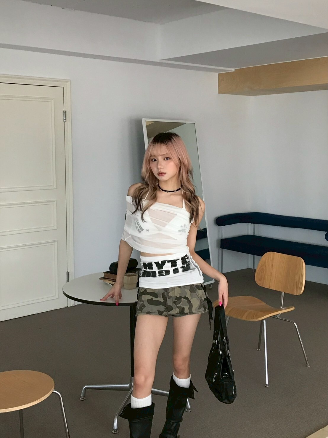 Dream girl🪽斜肩透膚比基尼兩件式