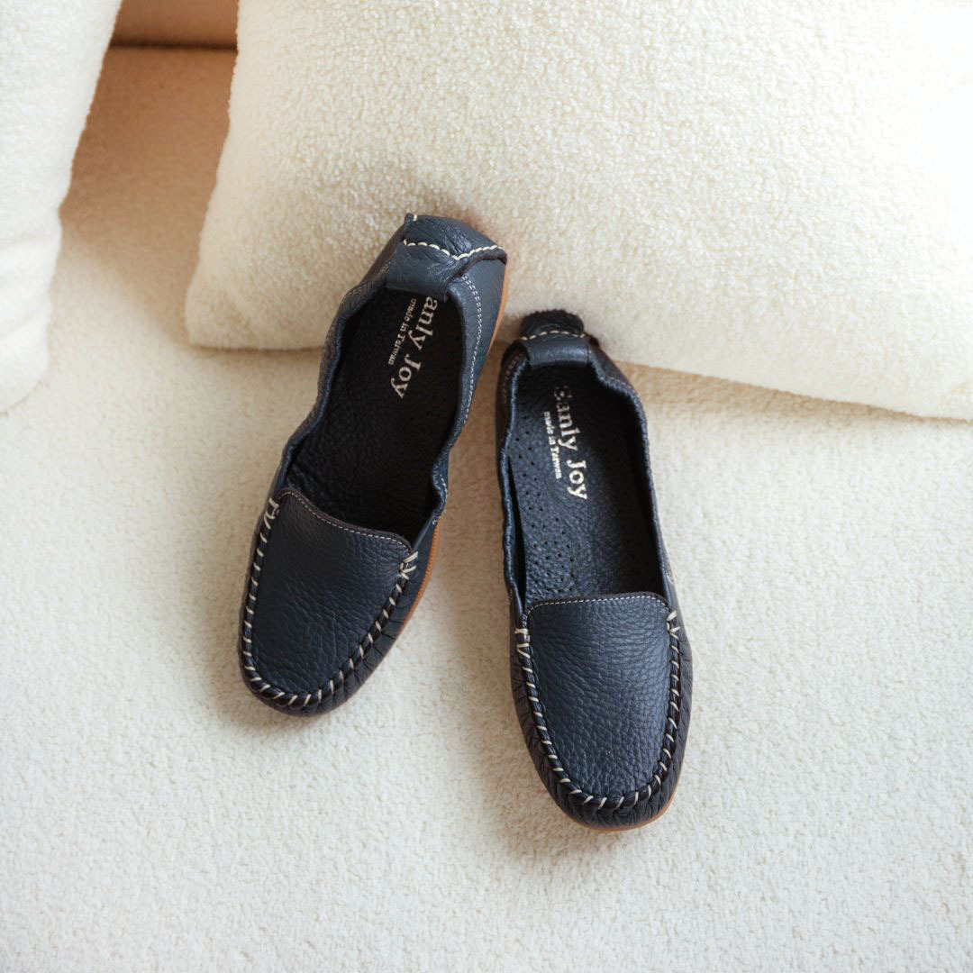 米拉 - 豆豆鞋 海洋藍(真皮女鞋/不磨腳/通勤必備)