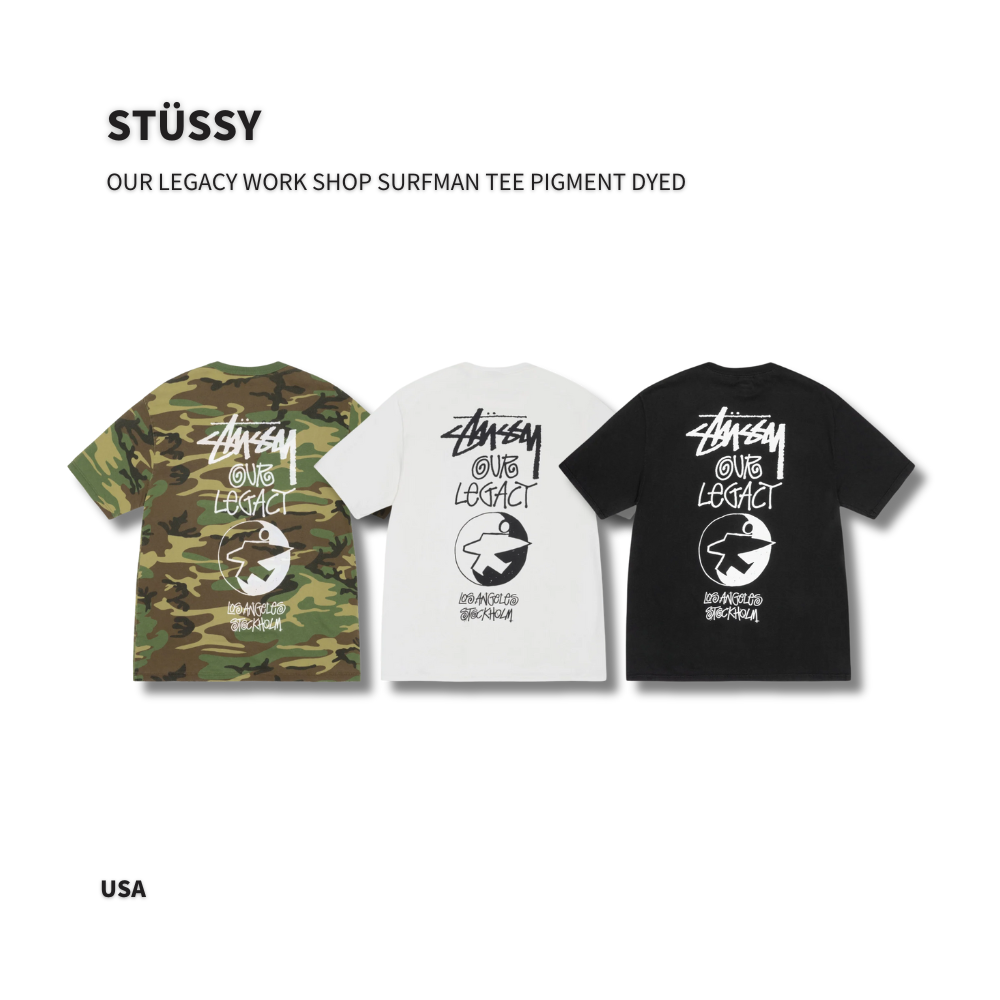 トップス Stussy Our Legacy Work Shop Surfman Tee Stussy x Our Legacy Surfman Pigment Dyed Tee Black Men's