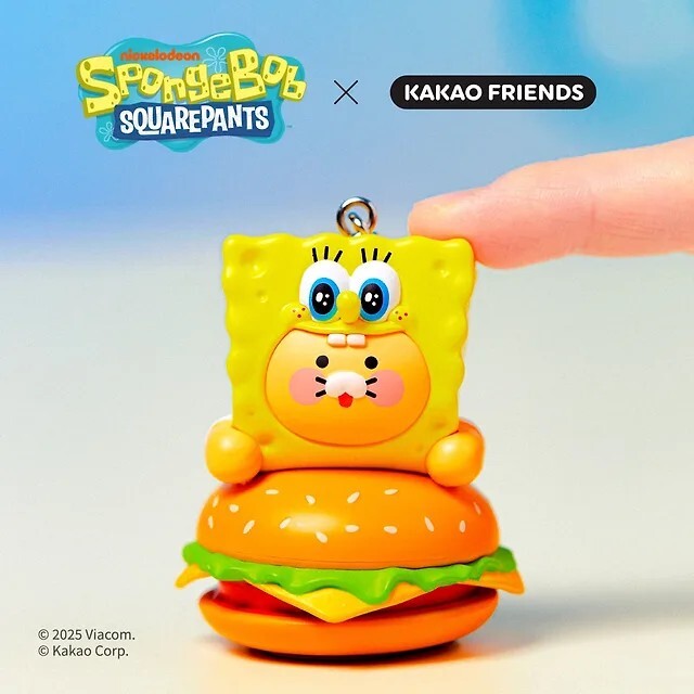 【OWN】Kakao Friends X SpongeBob SquarePants 海綿寶寶 限量聯名 吊飾玩偶 公仔 韓國限定 比奇堡餐廳 漢堡 療育吊飾 可按壓