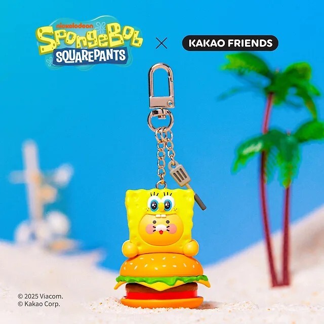 【OWN】Kakao Friends X SpongeBob SquarePants 海綿寶寶 限量聯名 吊飾玩偶 公仔 韓國限定 比奇堡餐廳 漢堡 療育吊飾 可按壓