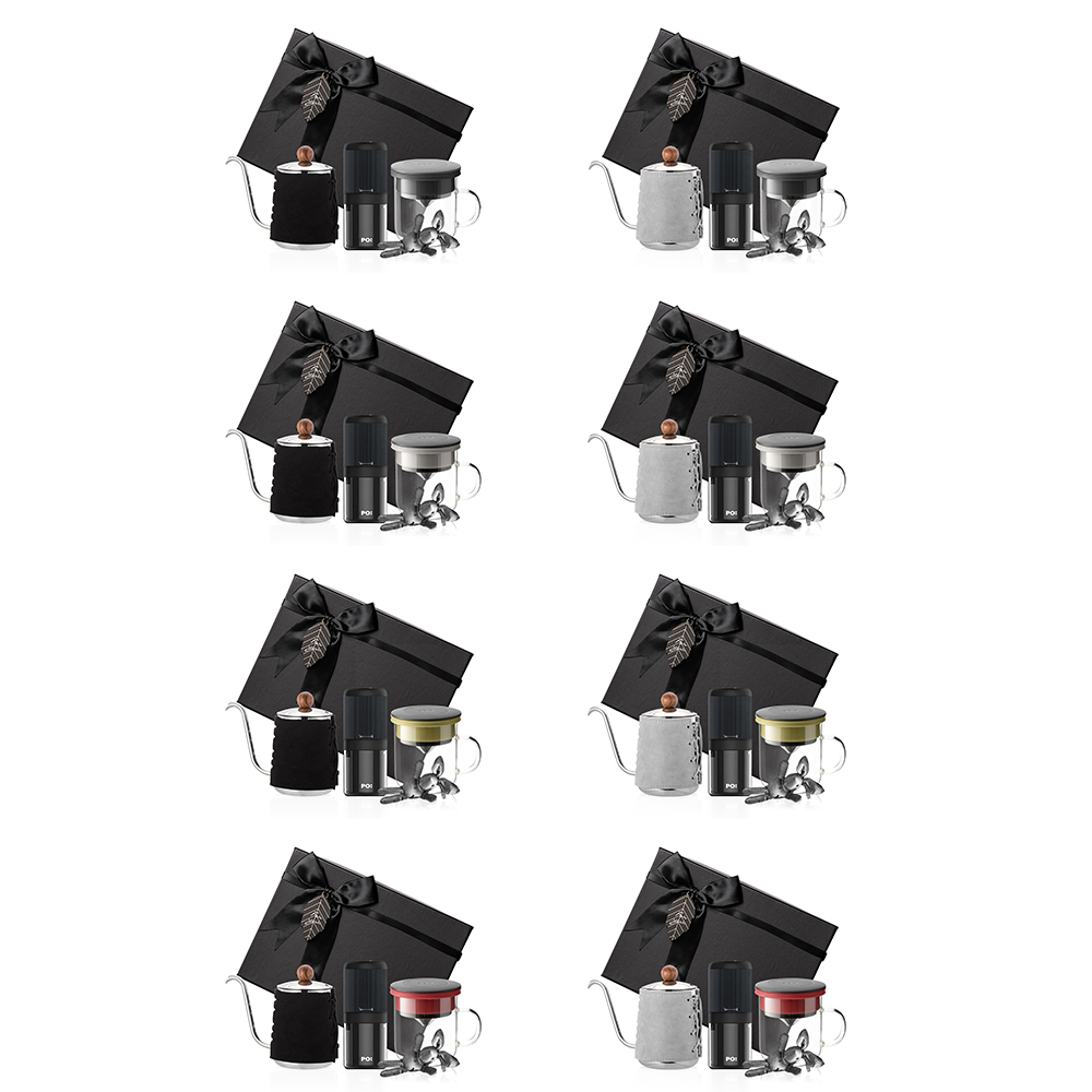 PO: 丹麥電動手沖咖啡三件禮盒組(咖啡壺-共2色/玻璃杯350ml-共4色/電動磨豆機)