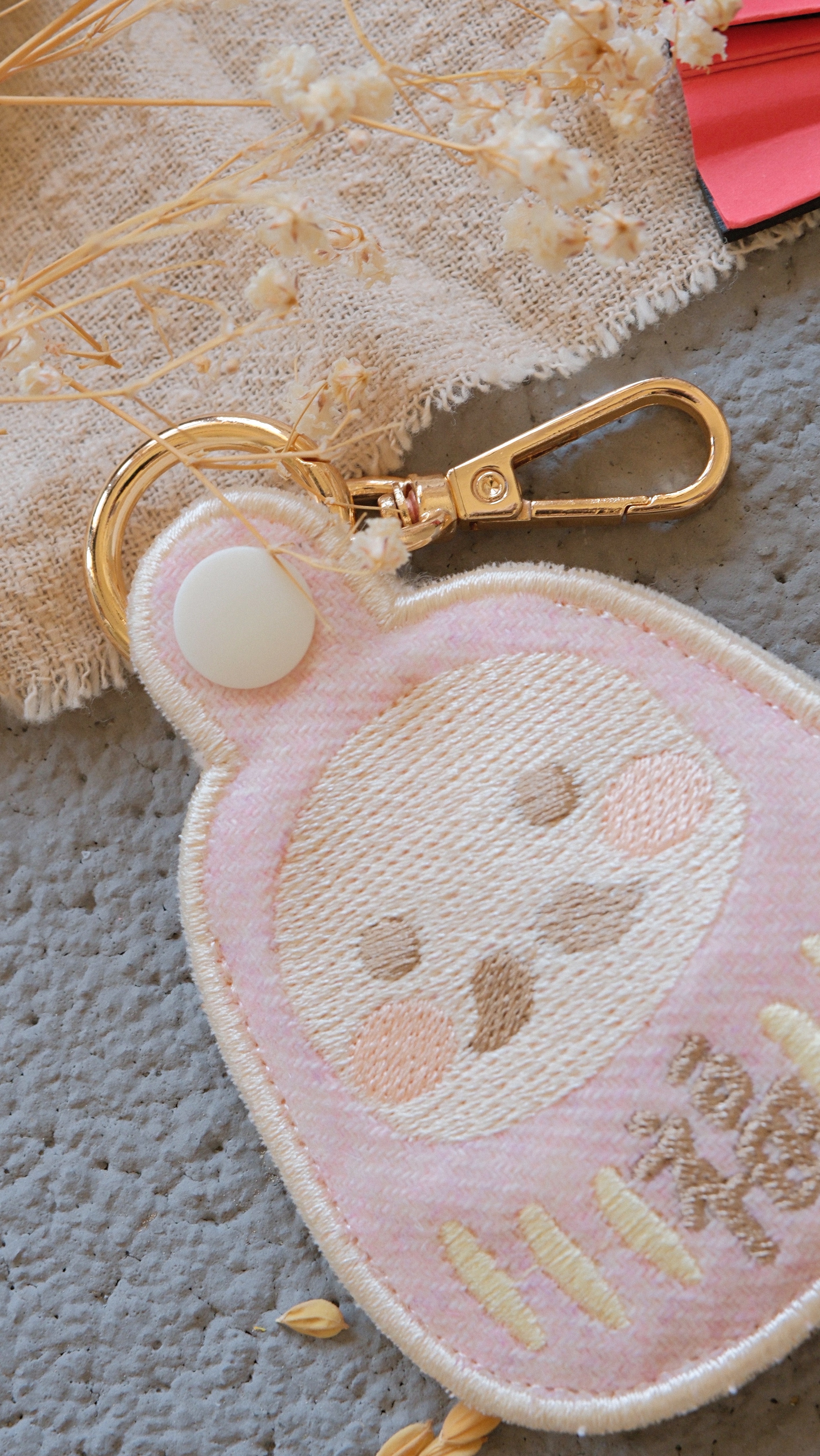 Hi Y.P store-刺繡鑰匙圈-獨家設計-達摩 ( 粉 )