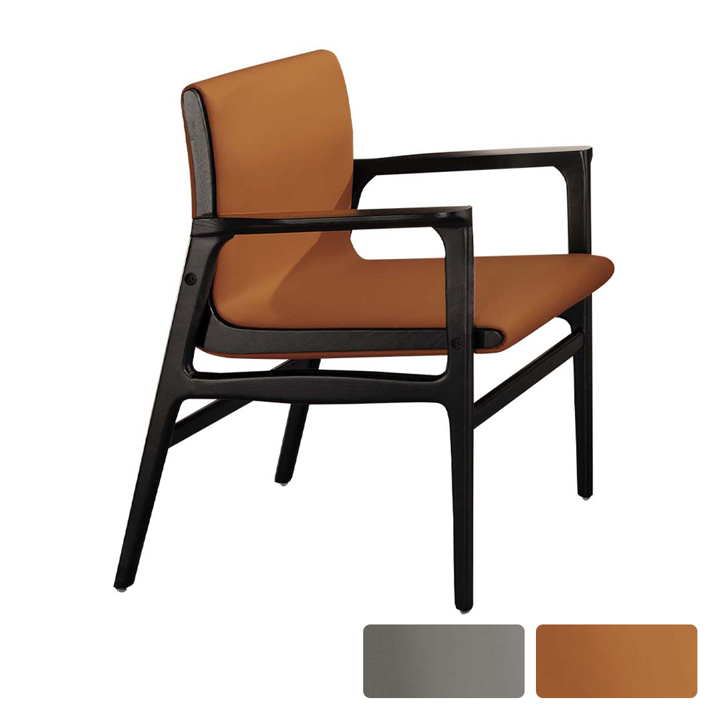 高登工業風皮革扶手實木餐椅/單椅/休閒椅/洽談椅/商務椅(兩色可選)