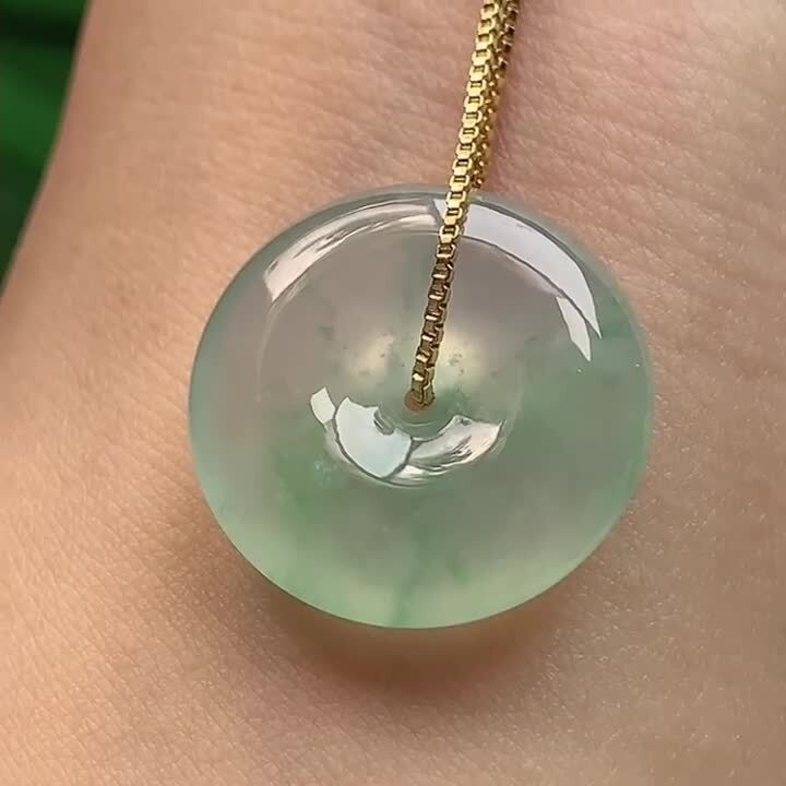 翡翠冰種飄花平安扣 (20.6mm直徑),天然翡翠A玉, 緬甸玉, Jade, Jadeite