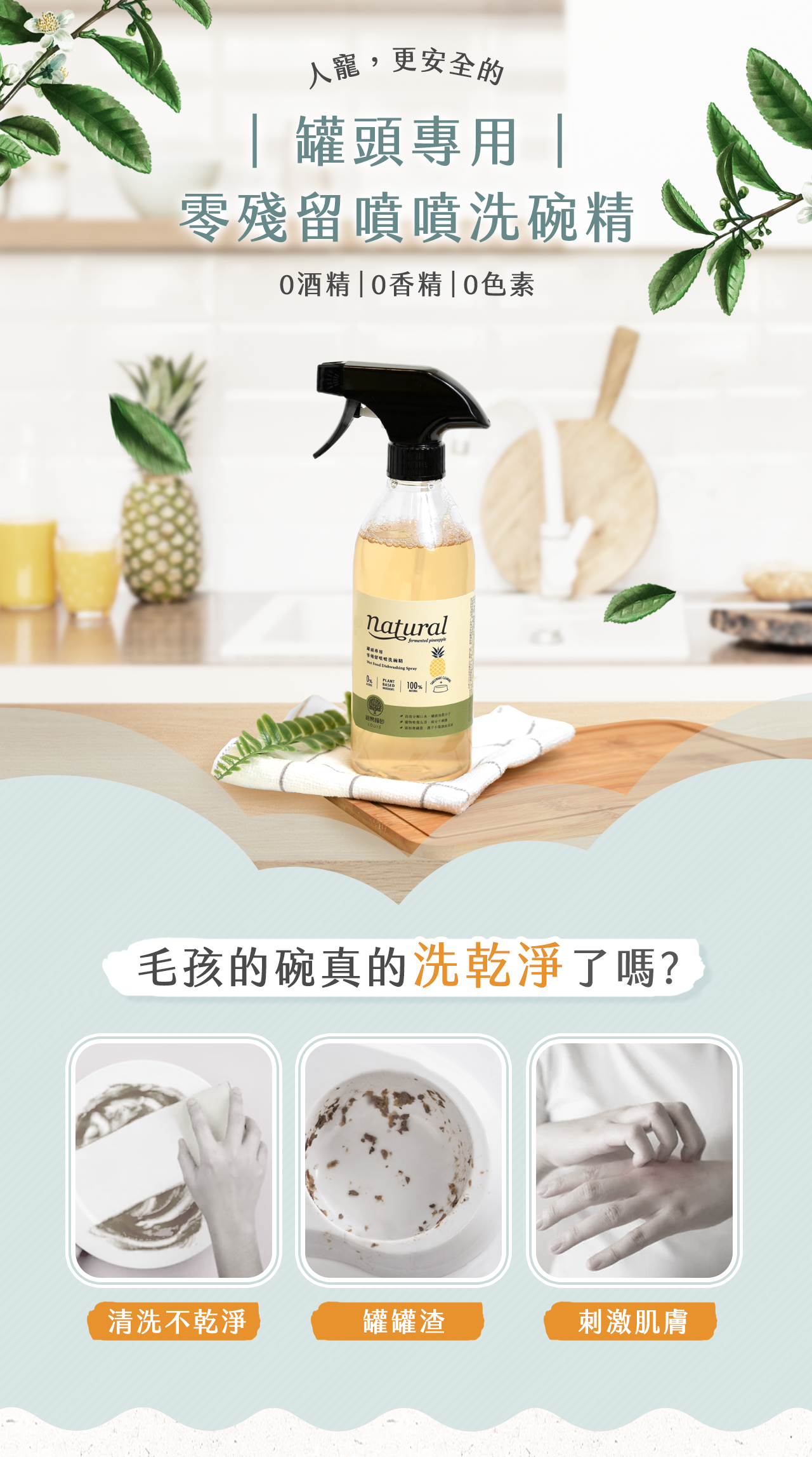 LOUIS 路易貓砂｜鳳梨酵素罐頭專用零殘留噴噴洗碗精 450ml