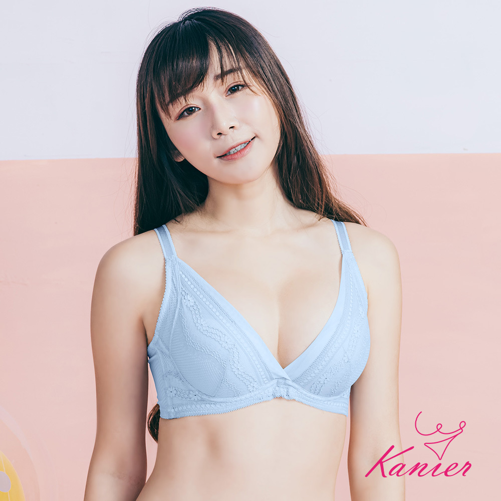 【Kanier卡妮兒】夢露艾波 低脊心深V 柔紗集中內衣【 2601 水藍 -B / C罩杯】