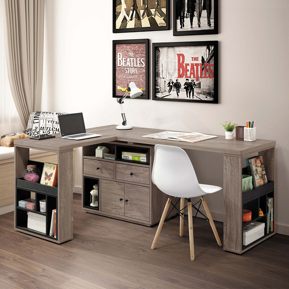 喬達5.9尺多功能L型伸縮書桌/工作桌/辦公桌