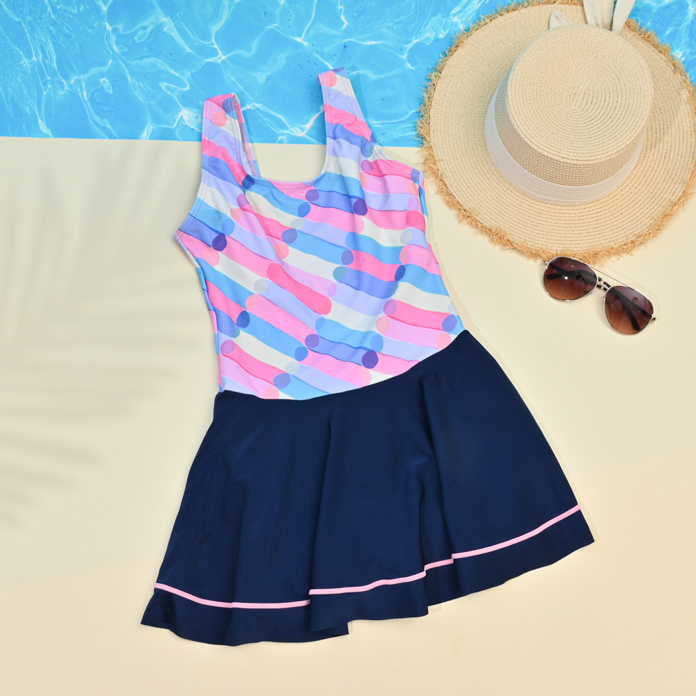 YG568-女童連身裙裝-色塊