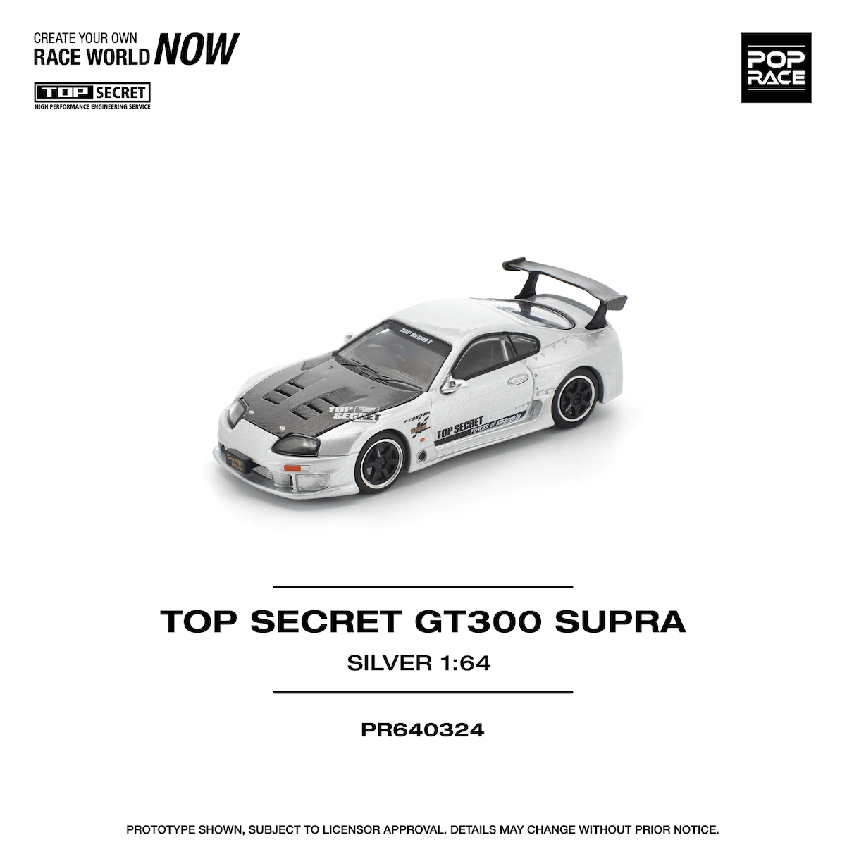 【預訂】Pop Race Top Secret GT300 Supra Silver (PR640324)