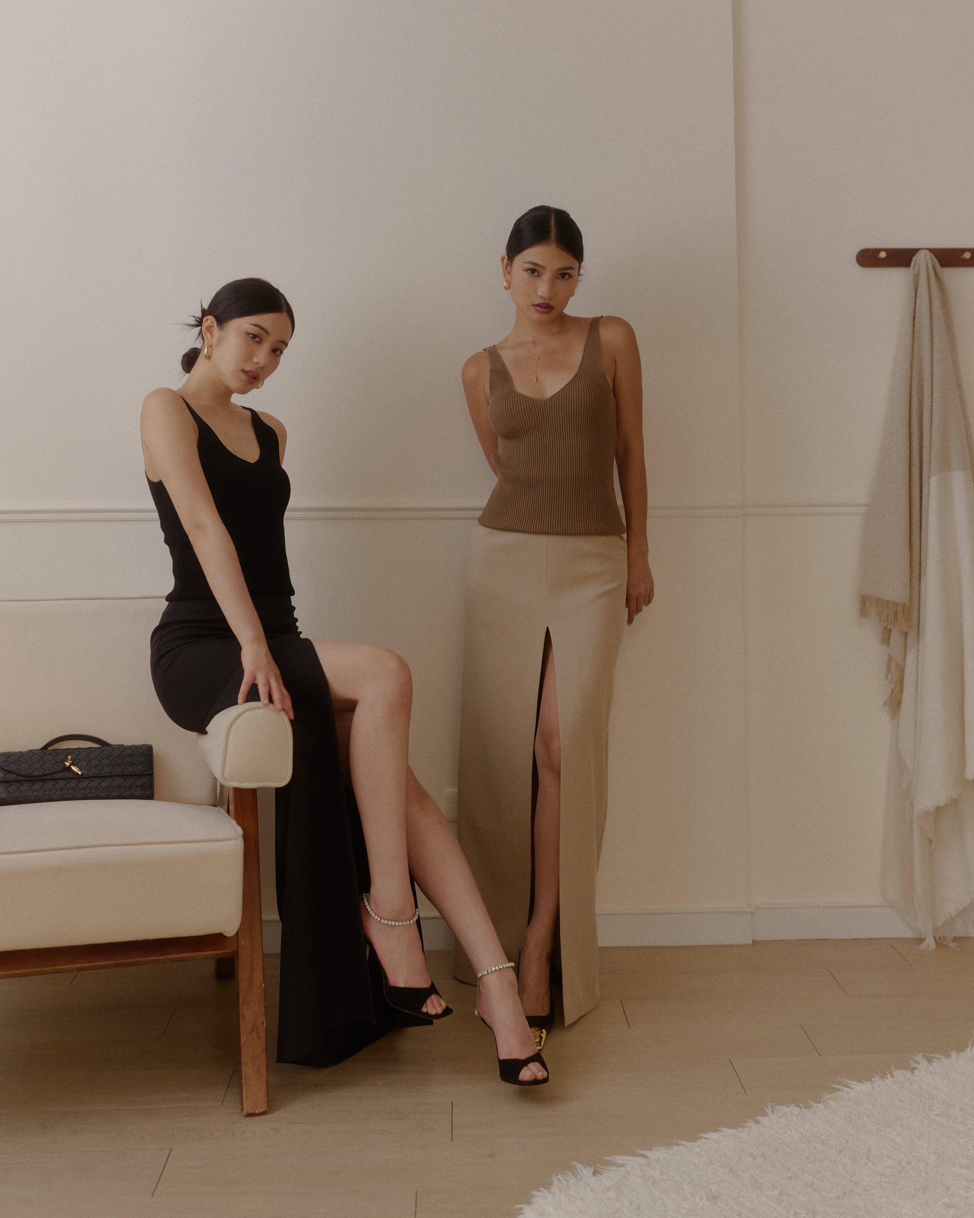 前開岔西裝裙(杏M現貨)