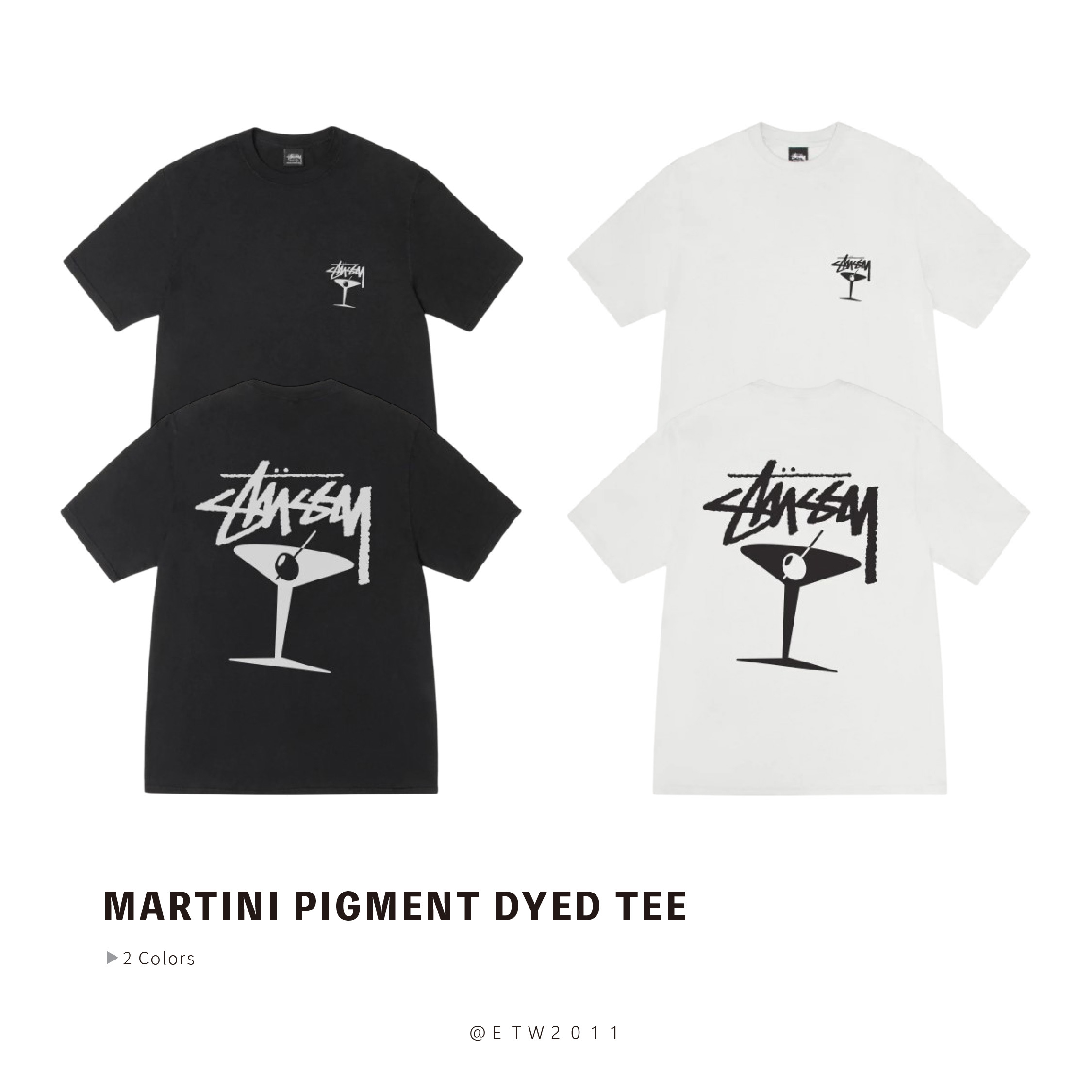 ☆ETW☆【EASY TO WEAR】Stussy MARTINI PIGMENT DYED TEE 馬丁尼 酒 水洗 短袖 短T 短TEE