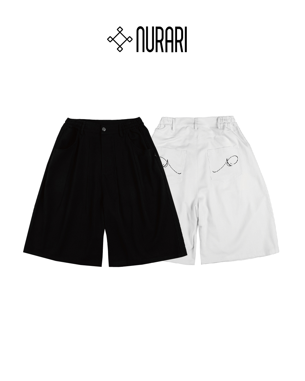 Nurari 百慕達西裝褲 五分褲 黑/白 25 S/S Em. Bermuda wide shorts