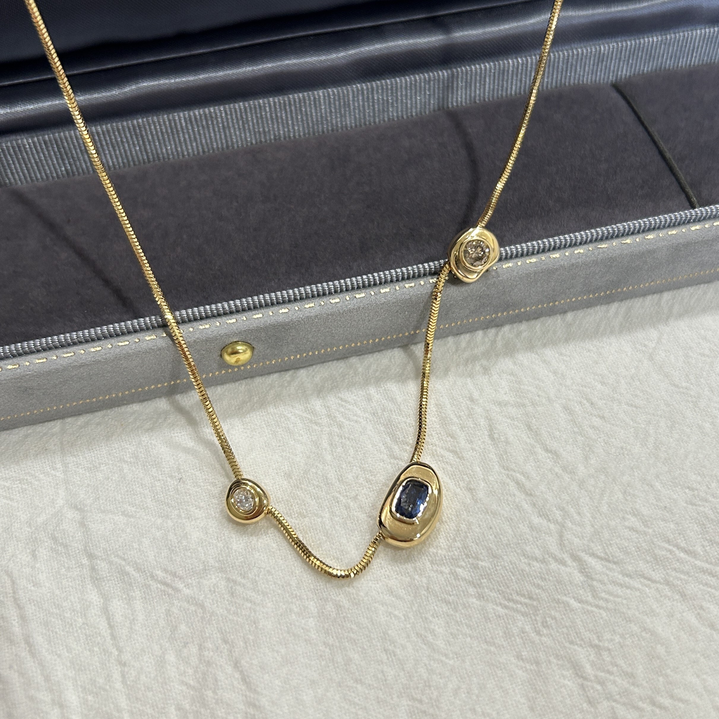 【訂製】Jelly Bean彩色寶石18K蛇骨鍊