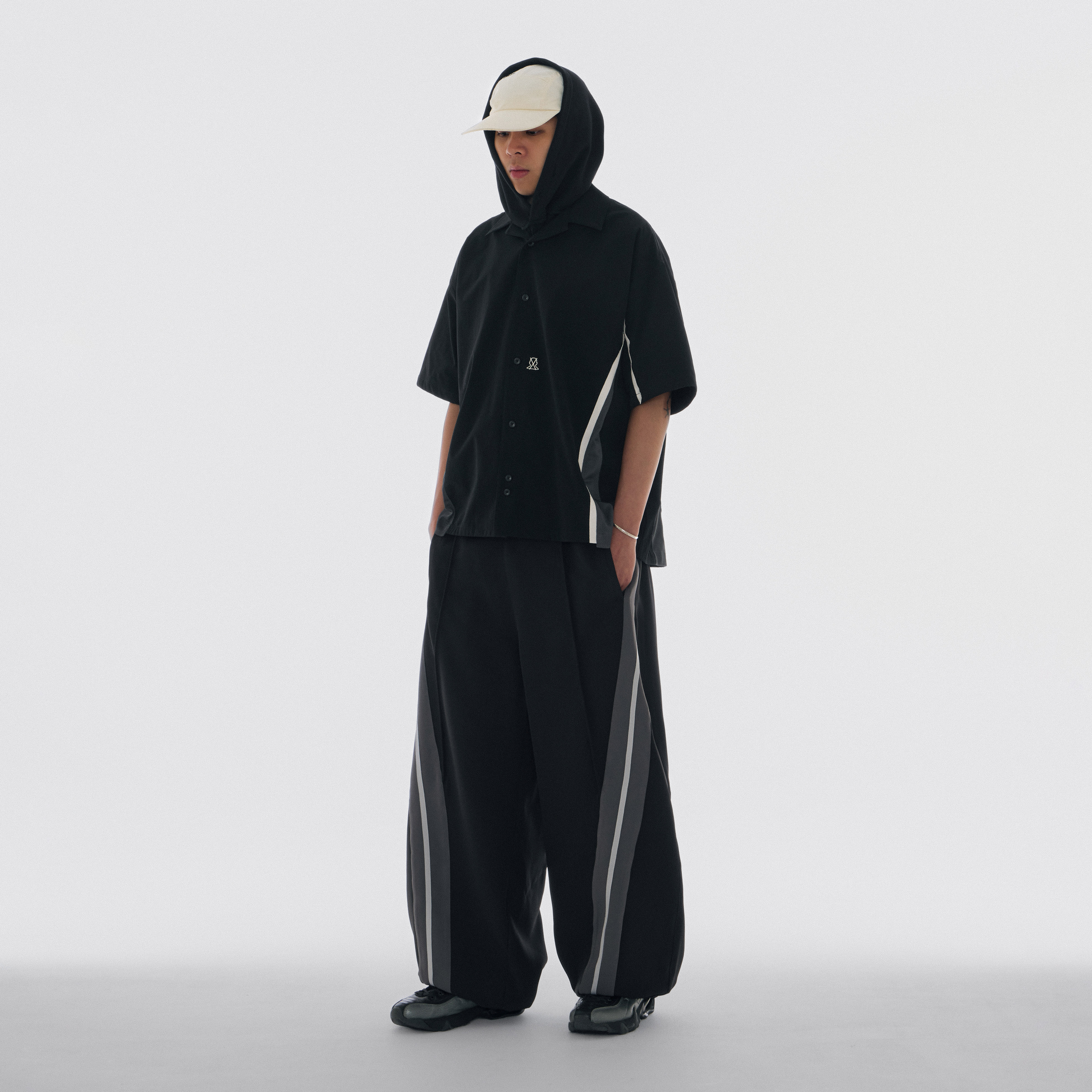 Wall of Sound - 7:03/“TWIST” Wide Leg Track Pants - Black