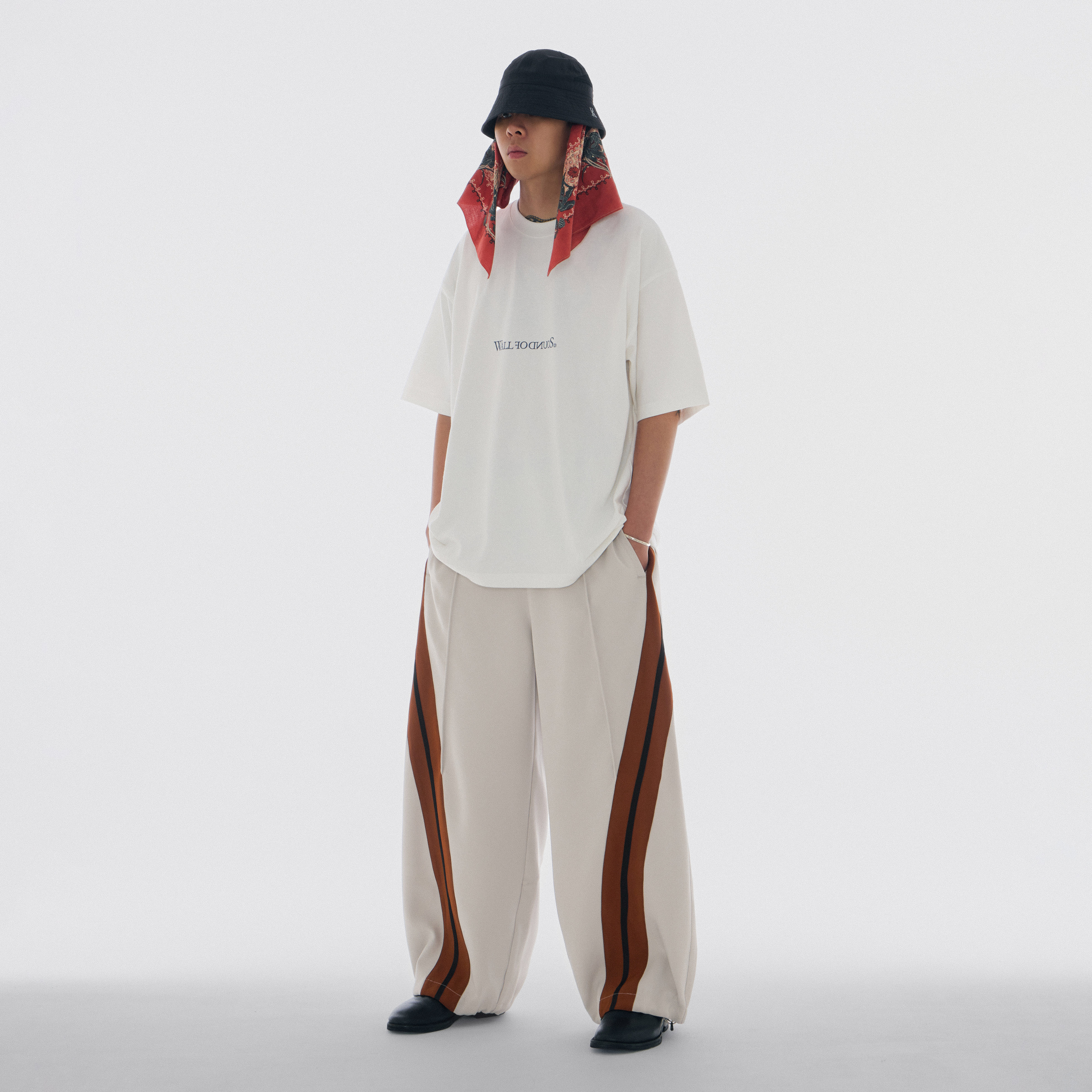 Wall of Sound - 7:03/“TWIST” Wide Leg Track Pants - Cream