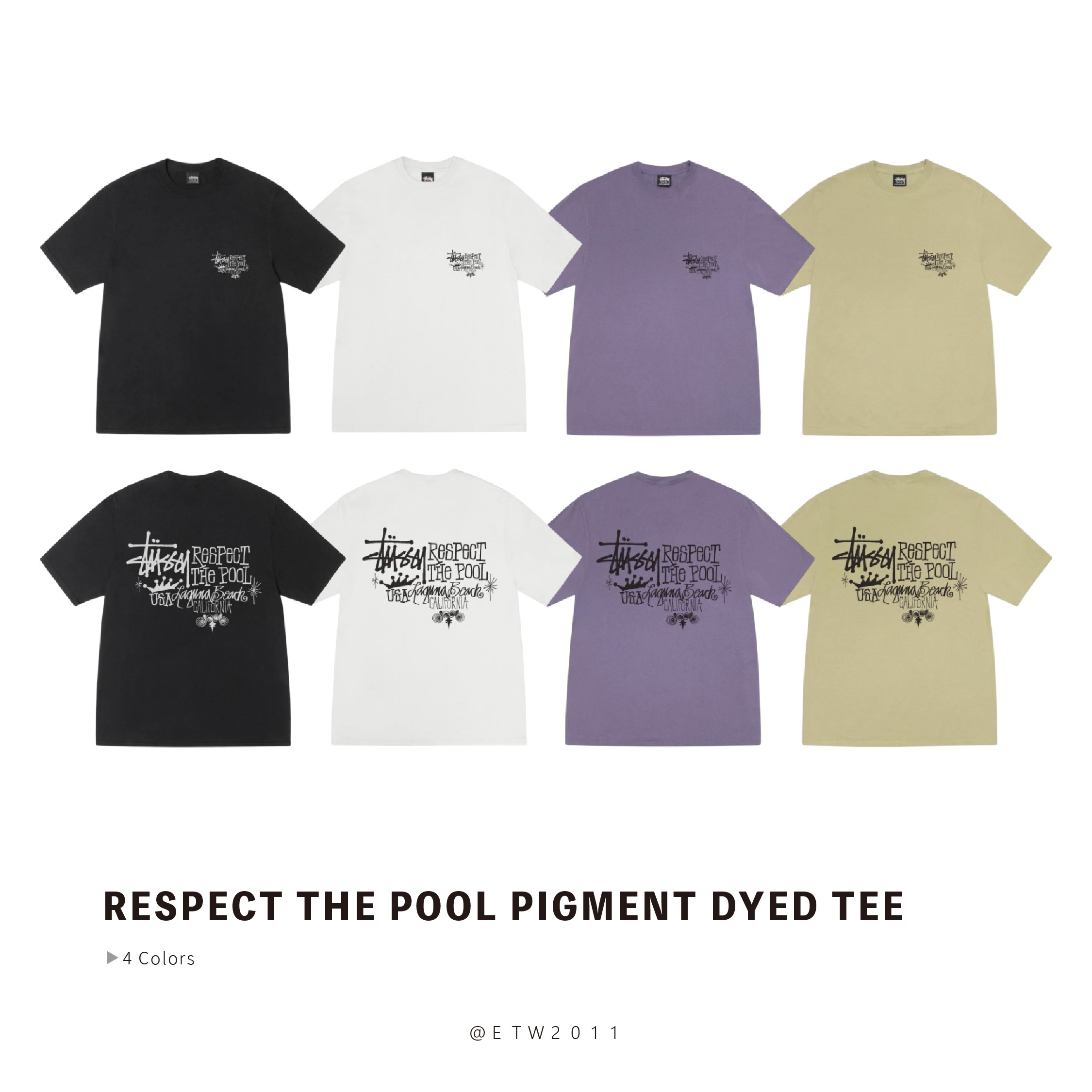 ☆ETW☆【EASY TO WEAR】Stussy RESPECT THE POOL PIG DYED TEE 字體 標語 水洗 短袖 短T