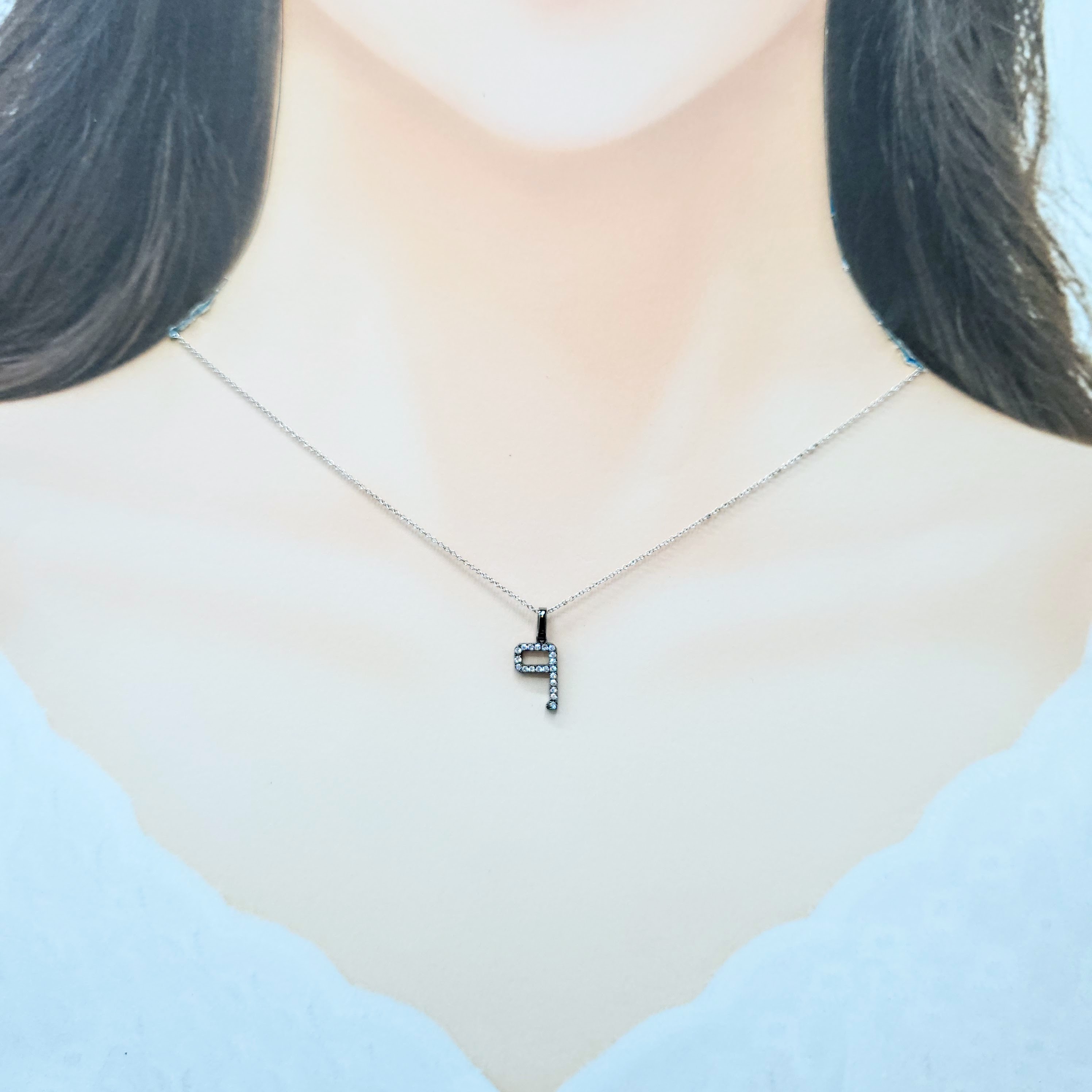 18K Black Gold 0.10ct Diamond Pendant