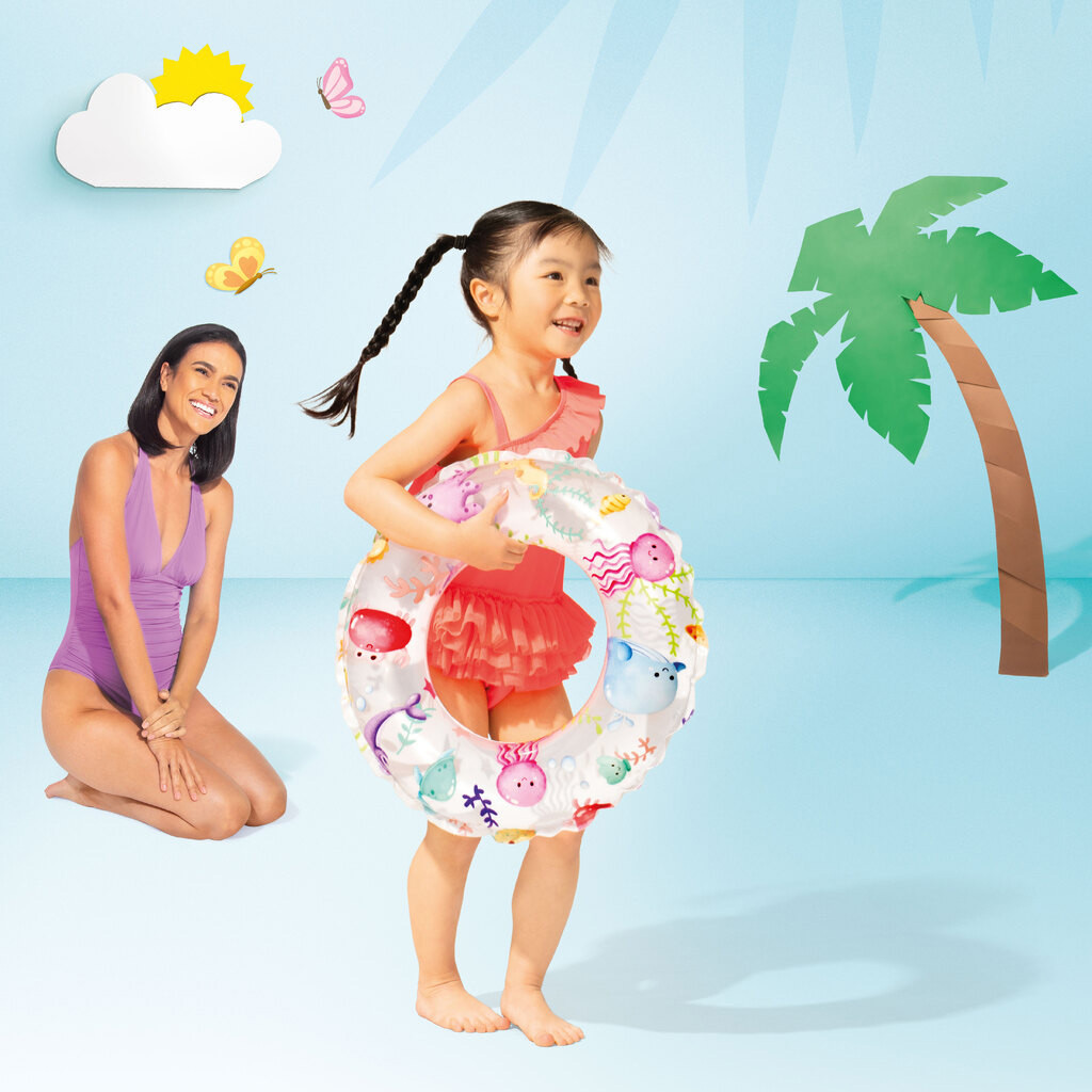 活潑印花充氣游泳圈水泡 - 白