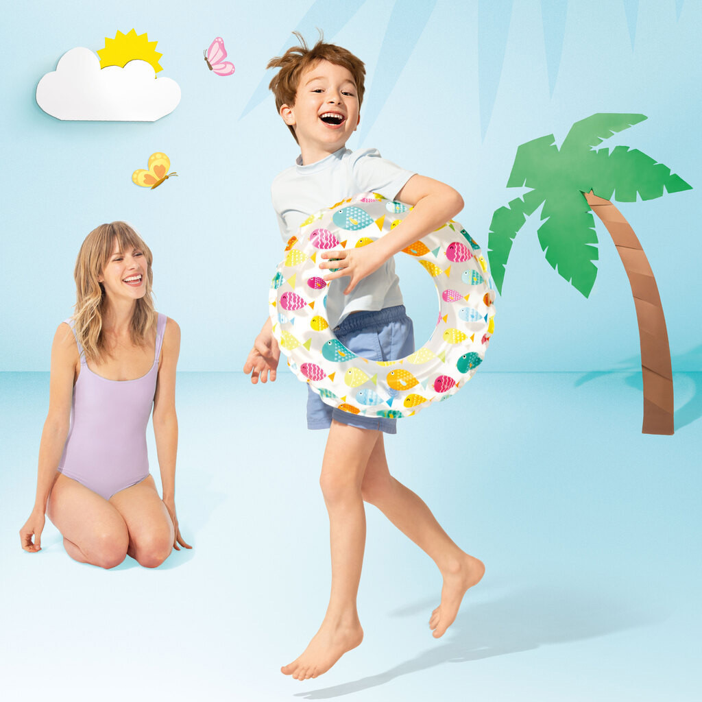 活潑印花充氣游泳圈水泡 - 白