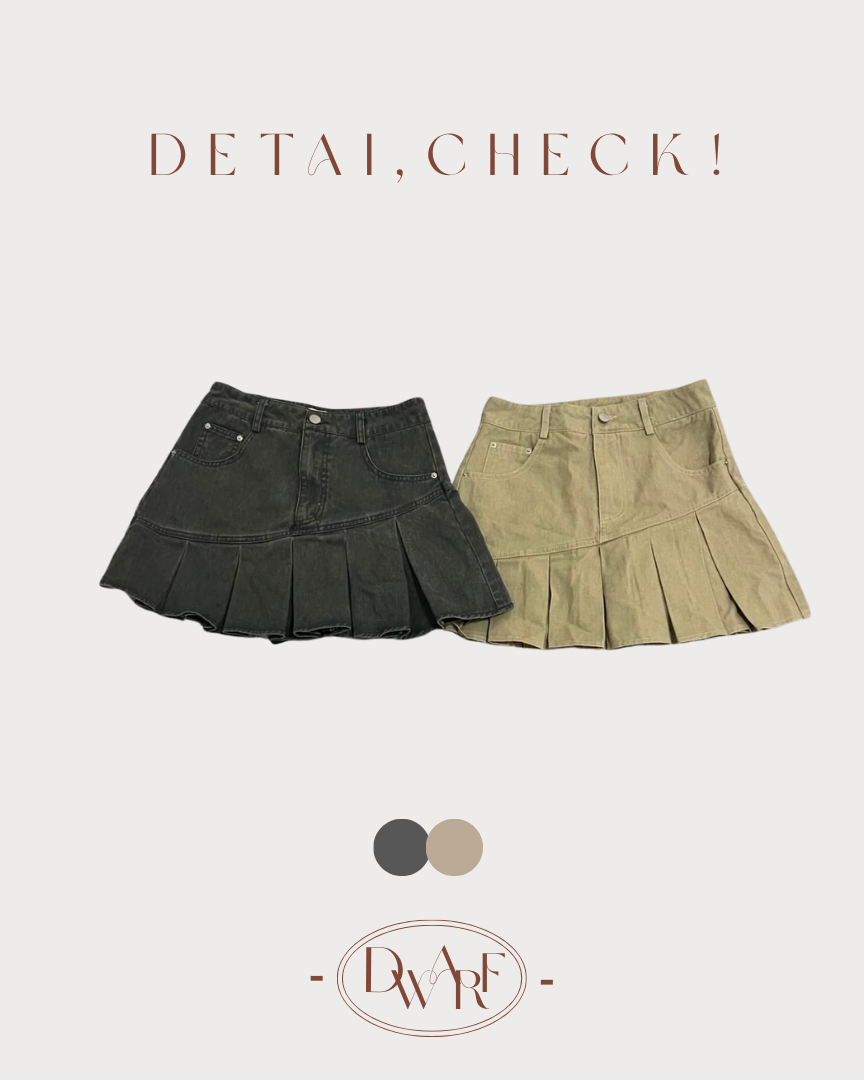 《KR》少女斜打摺牛仔短裙 (連belt)