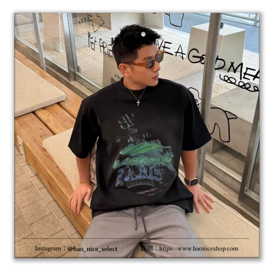 【HAO NICE】隨性街頭🚶Balenciaga 巴黎世家 上海經銷商🔥經典logo 多重渲染 破壞風短袖 短T