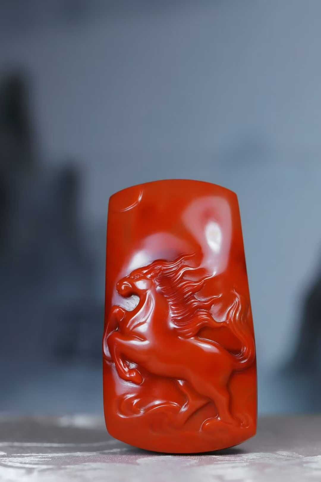 南紅馬到成功,天然南紅瑪瑙