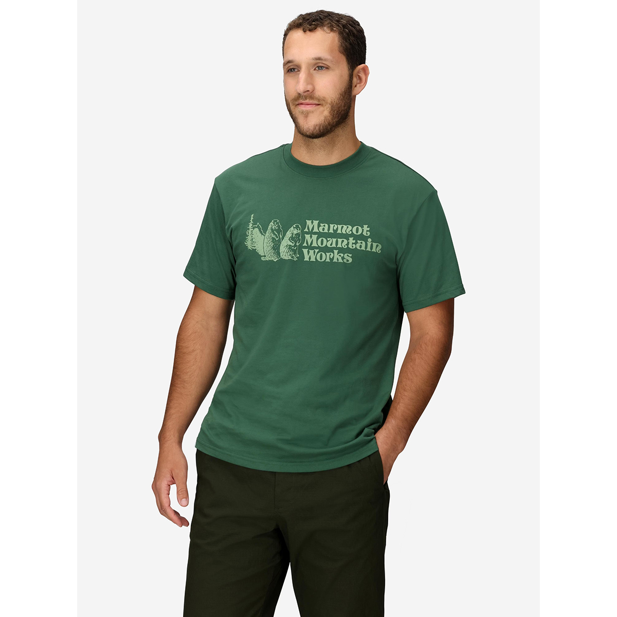 Marmot Men's Marmot Mountain Works Short-Sleeve T-Shirt 男款快乾短袖LOGO T M15593-24372 Juniper Green [HappyOutdoor]