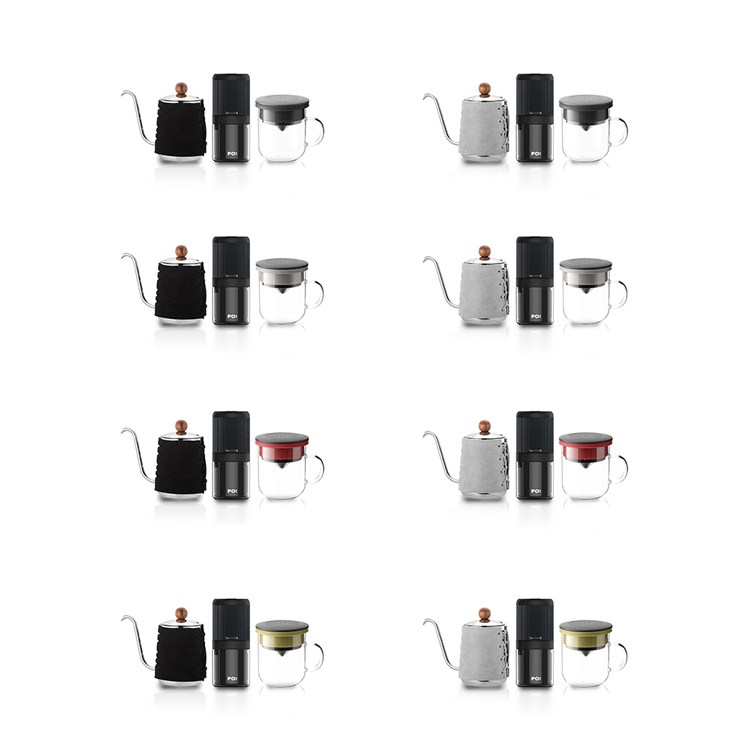 PO: 丹麥電動手沖咖啡三件組(咖啡壺-共2色/玻璃杯350ml-共4色/電動磨豆機)