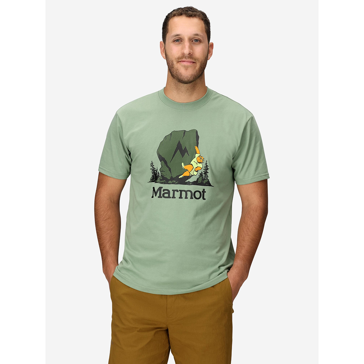 Marmot Men's Bouldering Marty Short-Sleeve T-Shirt 男款快乾短袖LOGO T M16055-24373 Agate Green [HappyOutdoor]