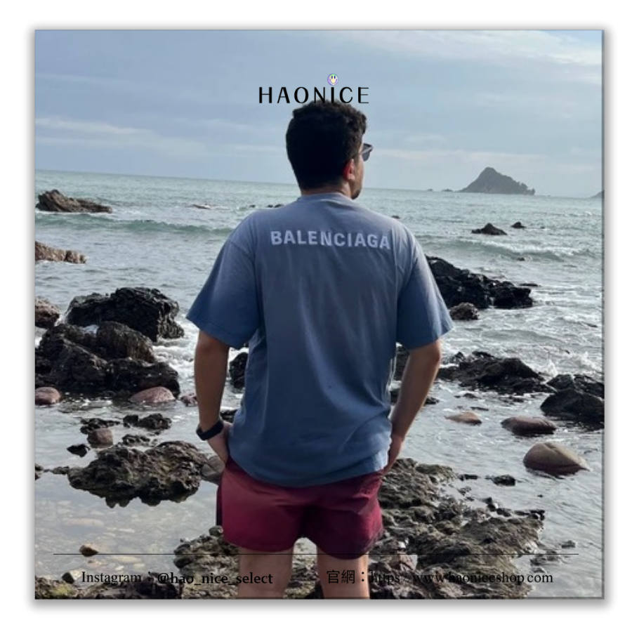 【HAO NICE】輕奢時尚✨Balenciaga 巴黎世家 上海經銷商🔥經典logo水洗復古 褪色藍 漸層短袖 短T