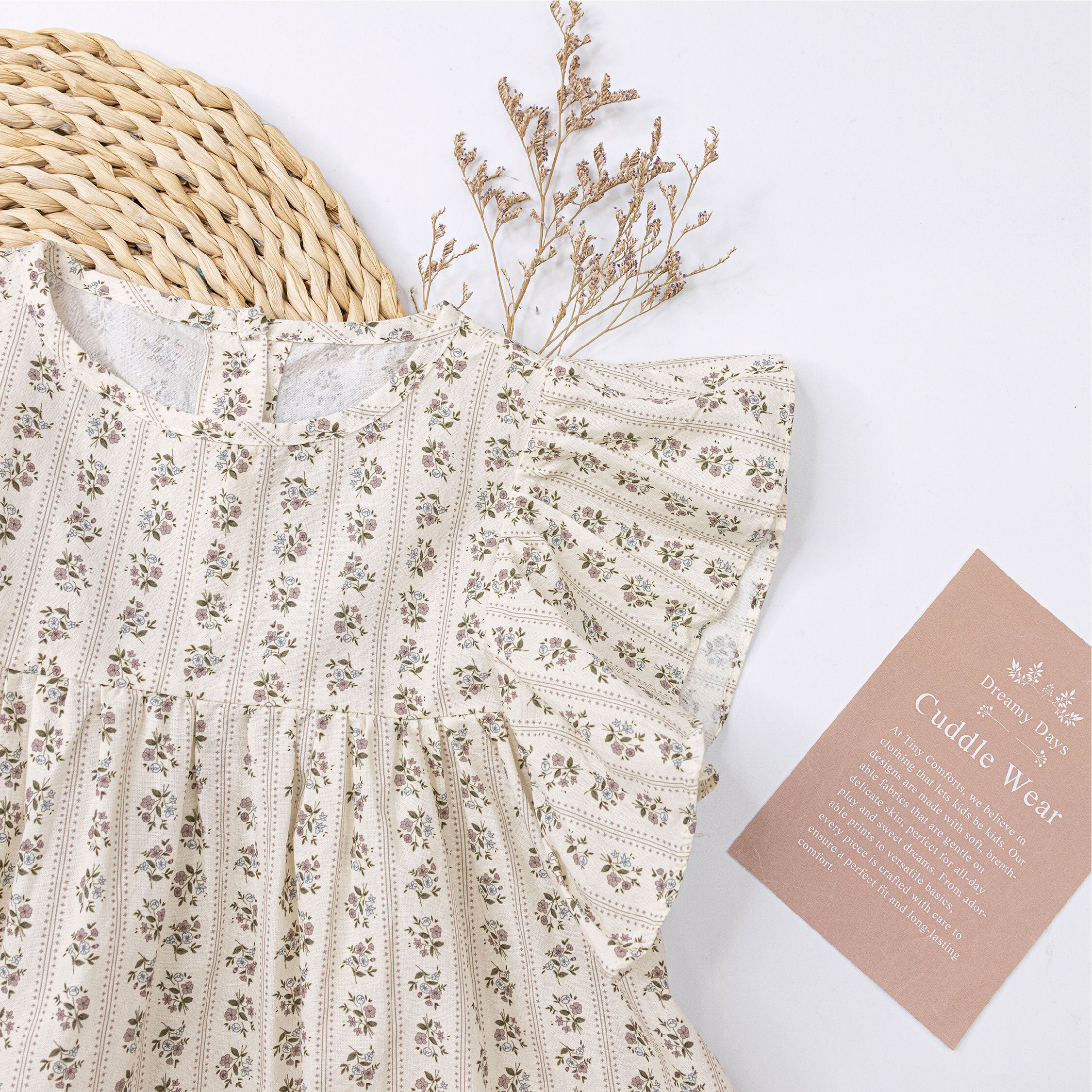 【H50707】歐式花朵荷葉袖上衣