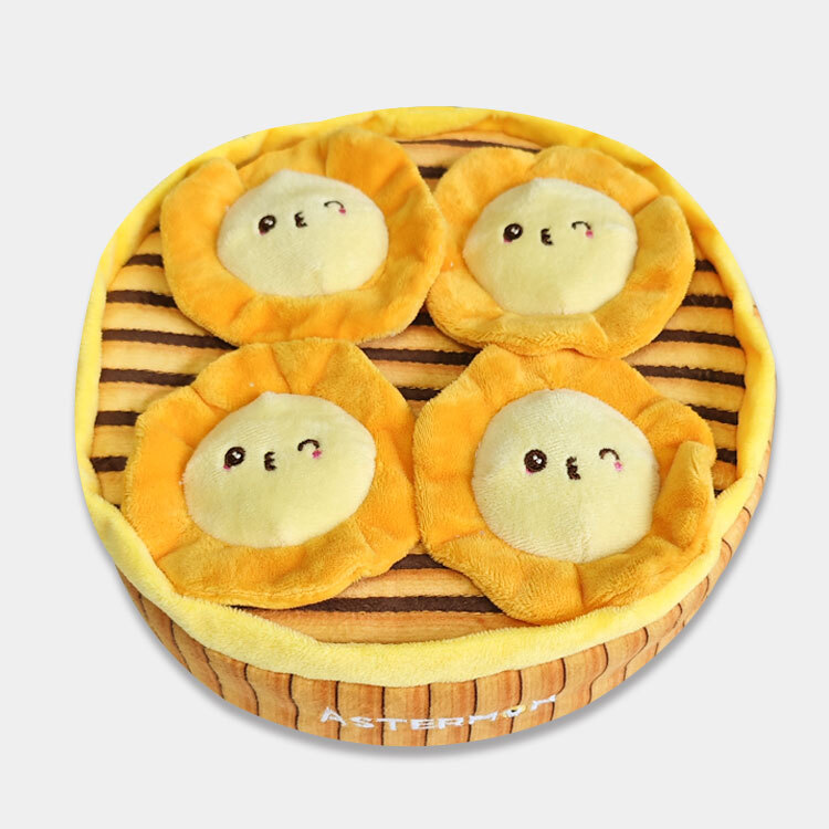 Durable Egg Tart - Squeaky and Crinkly Paper Dog Plush Toy, Suitable for Large, Medium, and Small Dogs