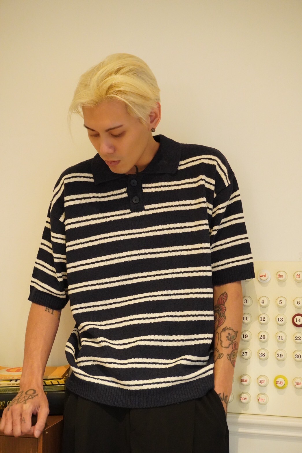 毛巾底條紋polo 三色