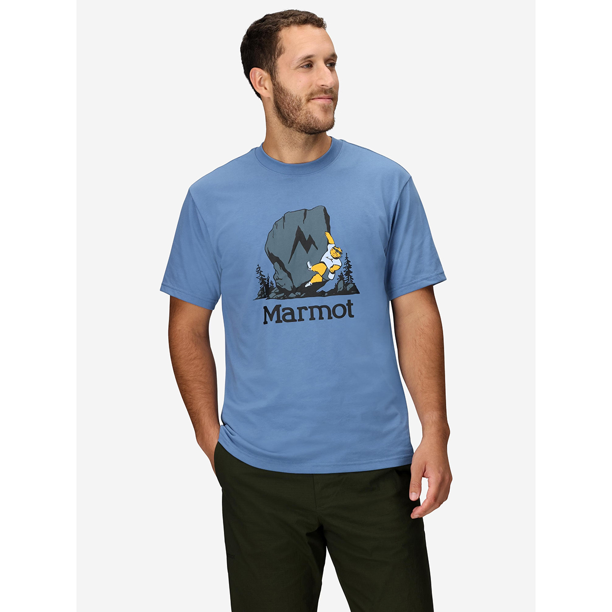 Marmot Men's Bouldering Marty Short-Sleeve T-Shirt 男款快乾短袖LOGO T M16055-24370 Rain Cloud [HappyOutdoor]
