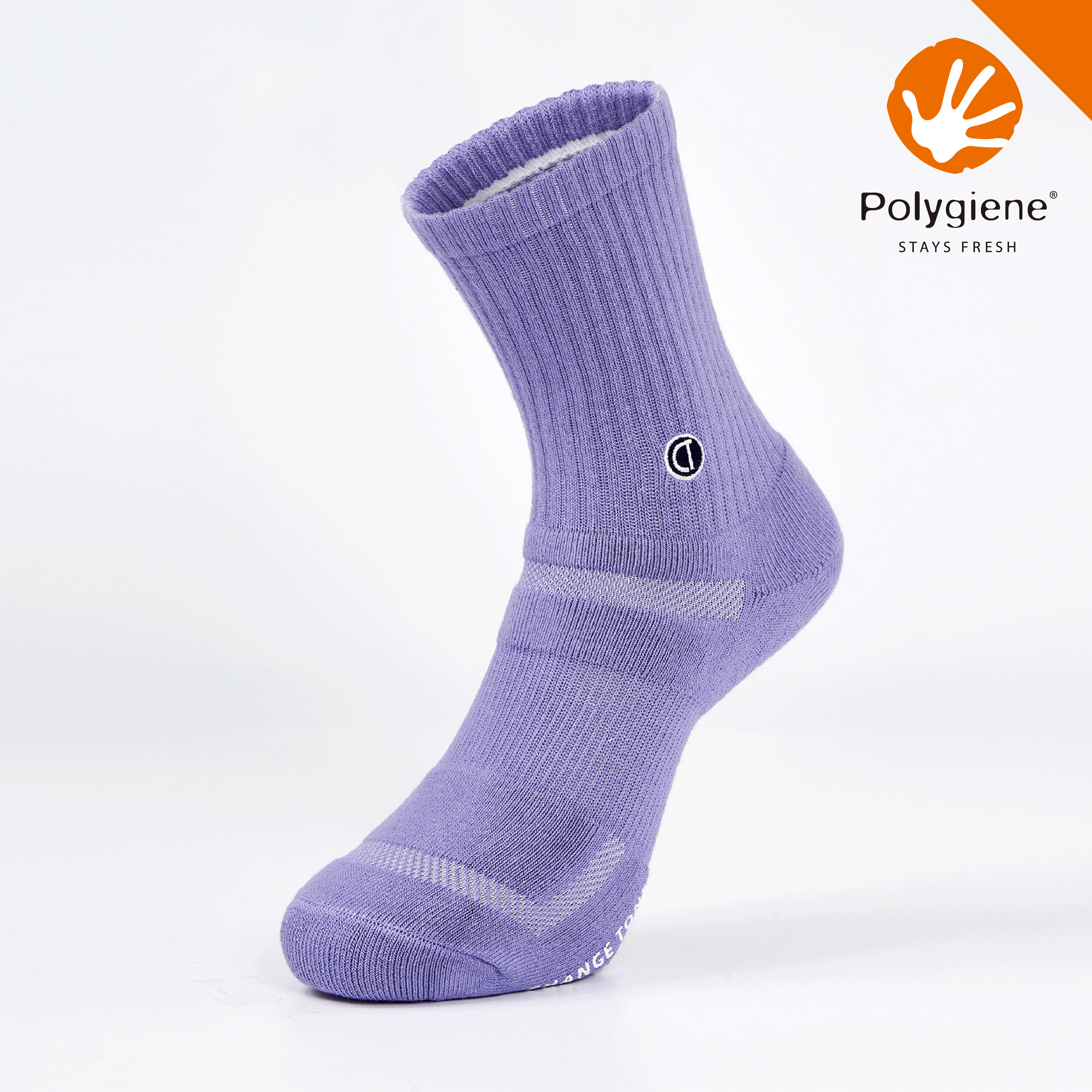 LOGO刺繡運動中筒襪〈深紫〉